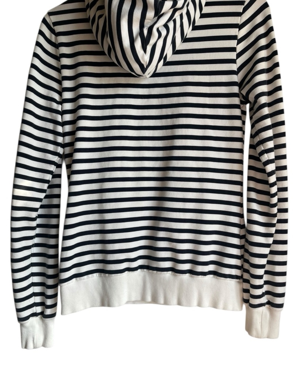 Wanakome Navy Ivory Stripe Cowl Neck Hoodie XS Terry Pullover - Picture 8 of 15